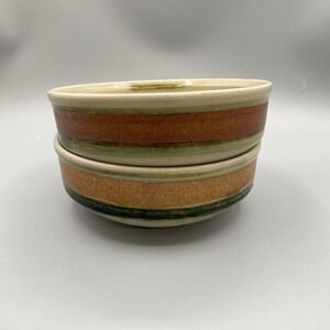 Iron Mountain Stoneware Whispering Pines Cereal Bowls 6" Vintage Pottery SET B